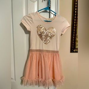Btween size 8 Heart dress with ruffle hem. Pink